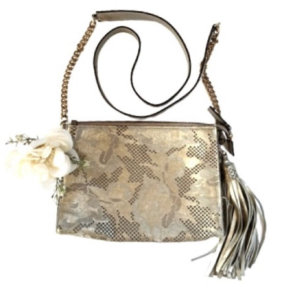 Vittoria Napoli Italian Leather Rose Gold Wedding Party Crossbody Clutch Purse